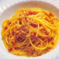 Спагетти со шпиком и яйцами