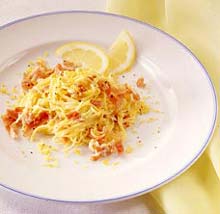 Рецепты: Тальолини с лимоном и шпеком